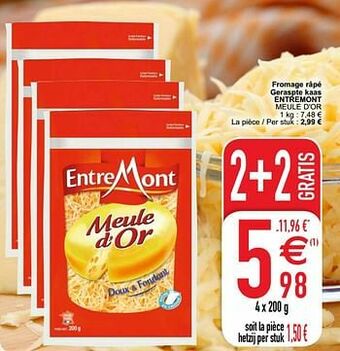 Cora Fromage râpé geraspte kaas entremont meule d`or aanbieding