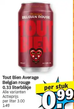 Albert Heijn Tout Bien Average Belgian rouge 0.33 literblikje aanbieding