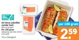 Albert Heijn AH Verse zalmfilet zonder huid aanbieding