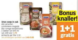 Albert Heijn Unox soep in zak aanbieding