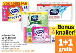 Albert Heijn Nalys en Edet 16 en 24 rollen aanbieding