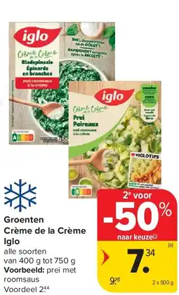 Carrefour Groenten Crème de la Crème Iglo aanbieding