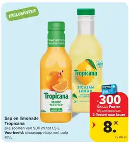 Carrefour Sap en limonade Tropicana aanbieding