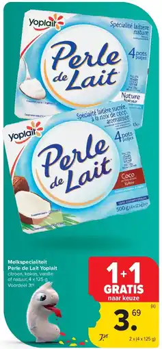 Carrefour Melkspecialiteit Perle de Lait Yoplait aanbieding