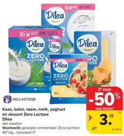 Carrefour Kaas, boter, room, melk, yoghurt en dessert Zero Lactose Dilea aanbieding