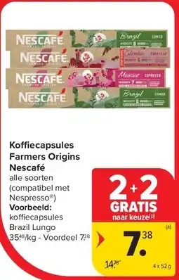 Carrefour Koffiecapsules Farmers Origins Nescafé aanbieding