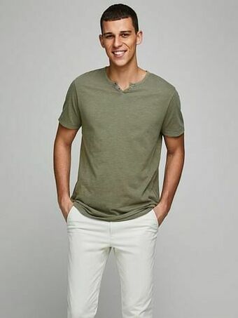 Berca Shoes Jack & Jones T- Shirts Split T-Shirt Noos Dusky Green - Groen aanbieding