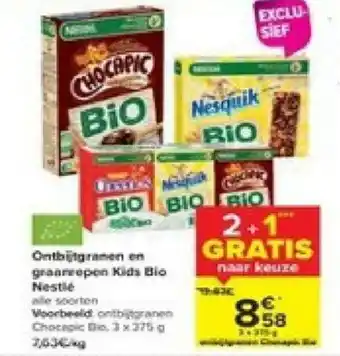 Carrefour Ontbijtgranen en graanrepen kids bio nestle aanbieding