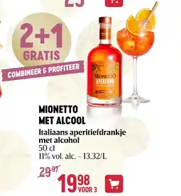 Delhaize MIONETTO MET ALCOOL Italiaans aperitiefdrankje met alcohol aanbieding