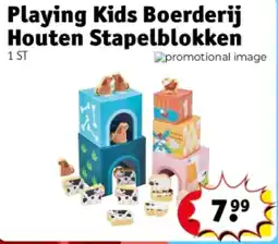 Kruidvat Playing Kids Boerderij Houten Stapelblokken aanbieding