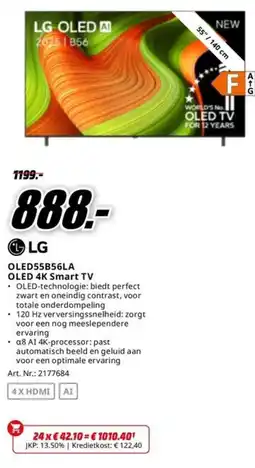 MediaMarkt LG OLED 4K Smart TV OLED55B56LA aanbieding