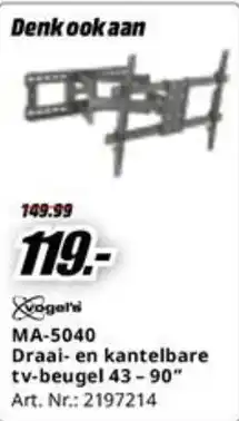 MediaMarkt Vogel's Draai- en kantelbare tv-beugel MA-5040 aanbieding