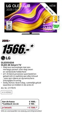 MediaMarkt LG OLED 4K Smart TV OLED55G56 aanbieding