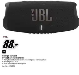 MediaMarkt JBL Charge 5 Zwart Draagbare luidspreker aanbieding
