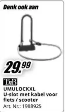 MediaMarkt TnB UMULOCKXL U-slot met kabel voor fiets/scooter aanbieding