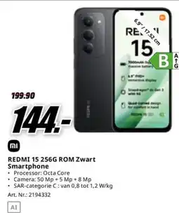 MediaMarkt REDMI 15 256G ROM Zwart Smartphone aanbieding