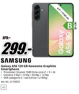 MediaMarkt Samsung Galaxy A56 128 GB Awesome Graphite Smartphone aanbieding
