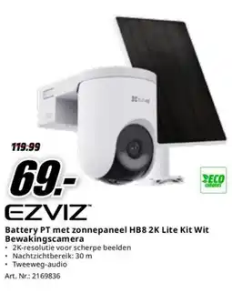 MediaMarkt Ezviz Battery PT met zonnepaneel HB8 2K Lite Kit Wit Bewakingscamera aanbieding