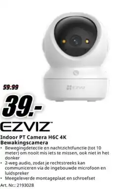 MediaMarkt Ezviz Indoor PT Camera H6C 4K Bewakingscamera aanbieding