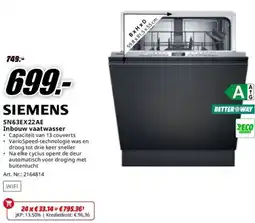 MediaMarkt Siemens SN63EX22AE Inbouw vaatwasser aanbieding