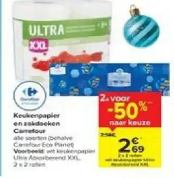 Carrefour Keukenpapier en zakdeeken aanbieding