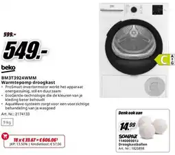 MediaMarkt beko Warmtepomp droogkast BM3T3924WMM aanbieding