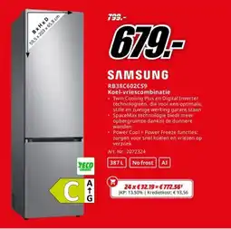 MediaMarkt Samsung Koel-vriescombinatie RB38C602CS9 aanbieding