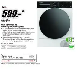 MediaMarkt Whirlpool CWD 95M WBS BE Warmtepomp droogkast aanbieding