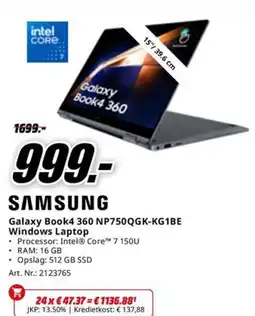 MediaMarkt Samsung Galaxy Book4 360 NP750QGK-KG1BE Windows Laptop aanbieding