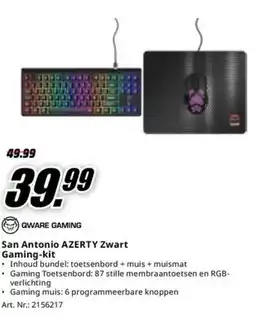 MediaMarkt Qware gaming San Antonio AZERTY Zwart Gaming-kit aanbieding