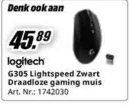 MediaMarkt logitech G305 Lightspeed Zwart Draadloze gaming muis aanbieding