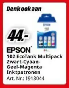MediaMarkt Epson 102 EcoTank Multipack Zwart-Cyaan- Geel-Magenta Inktpatronen aanbieding
