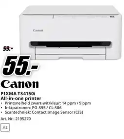 MediaMarkt Canon PIXMA TS4150i All-in-one printer aanbieding