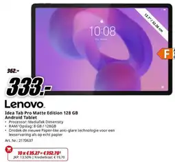 MediaMarkt Lenovo Idea Tab Pro Matte Edition 128 GB Android Tablet aanbieding
