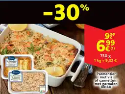 Cora Briau parmentier met vis of cannelloni met garnalen aanbieding