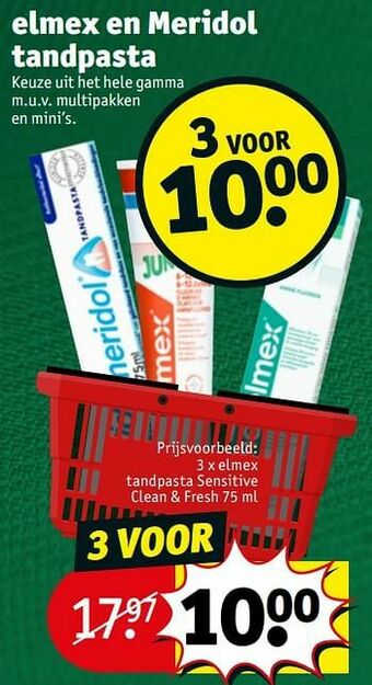 Kruidvat Elmex tandpasta sensitive clean + fresh aanbieding
