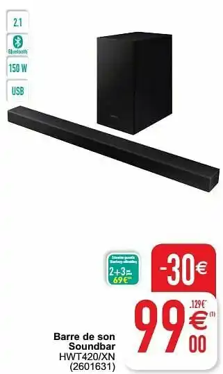 Cora Samsung barre de son soundbar hwt420-xn aanbieding