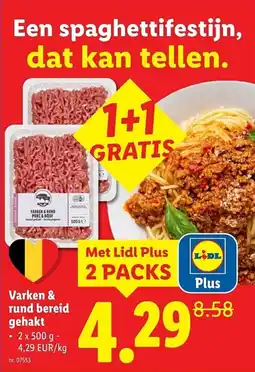 Lidl Varken & rund bereid gehakt aanbieding