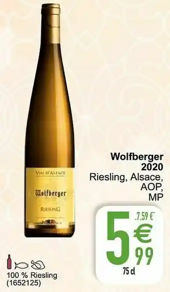 Wolfberger 2020 riesling, alsace, aop, mp