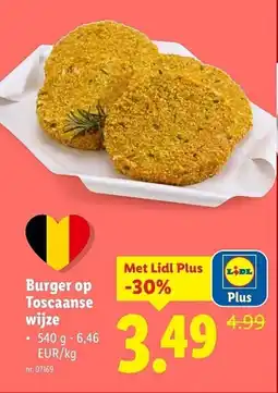 Lidl Burger op Toscaanse wijze aanbieding