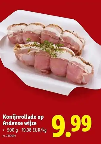 Lidl Konijnrollade op Ardense wijze aanbieding