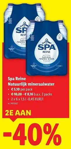 Lidl Spa Reine Natuurlijk mineraalwater aanbieding