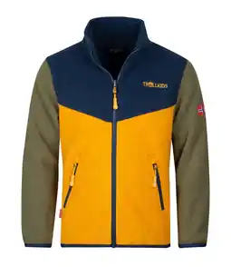 Decathlon Kids Fleece Jacket Oppdal XT Ademend Isolerend Mosgroen/goudgeel/blauw aanbieding