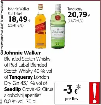 Colruyt Johnnie Walker Tanqueray Seedlip aanbieding