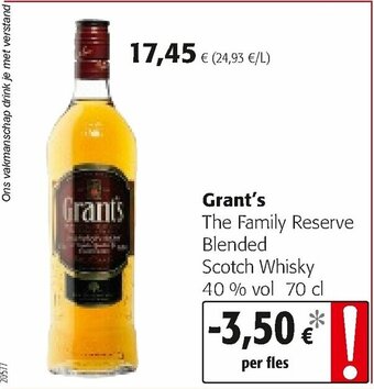 Colruyt Grant's The Family Reserve Blended Scotch Whisky aanbieding