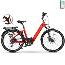 Decathlon UB100B | Veelzijdige stads-e-bike | Actieradius tot 140 km | Rood | 26 aanbieding