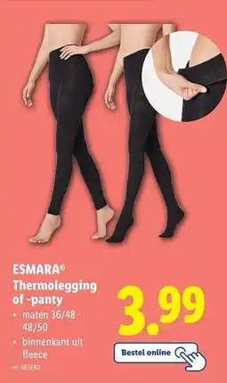 Lidl Esmara thermolegging of panty aanbieding