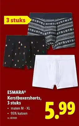Lidl Esmara kerstboxershorts aanbieding