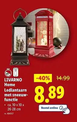 Lidl Livarno home ledlantaarn met sneeuw functie aanbieding