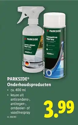 Lidl Parkside onderhoudsproducten aanbieding